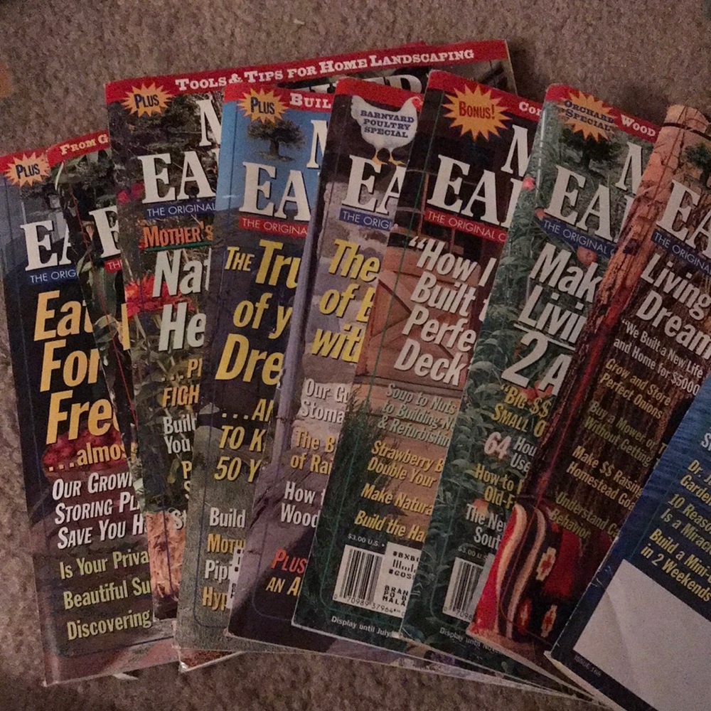 Bundle of vintage Mother Earth News magazines